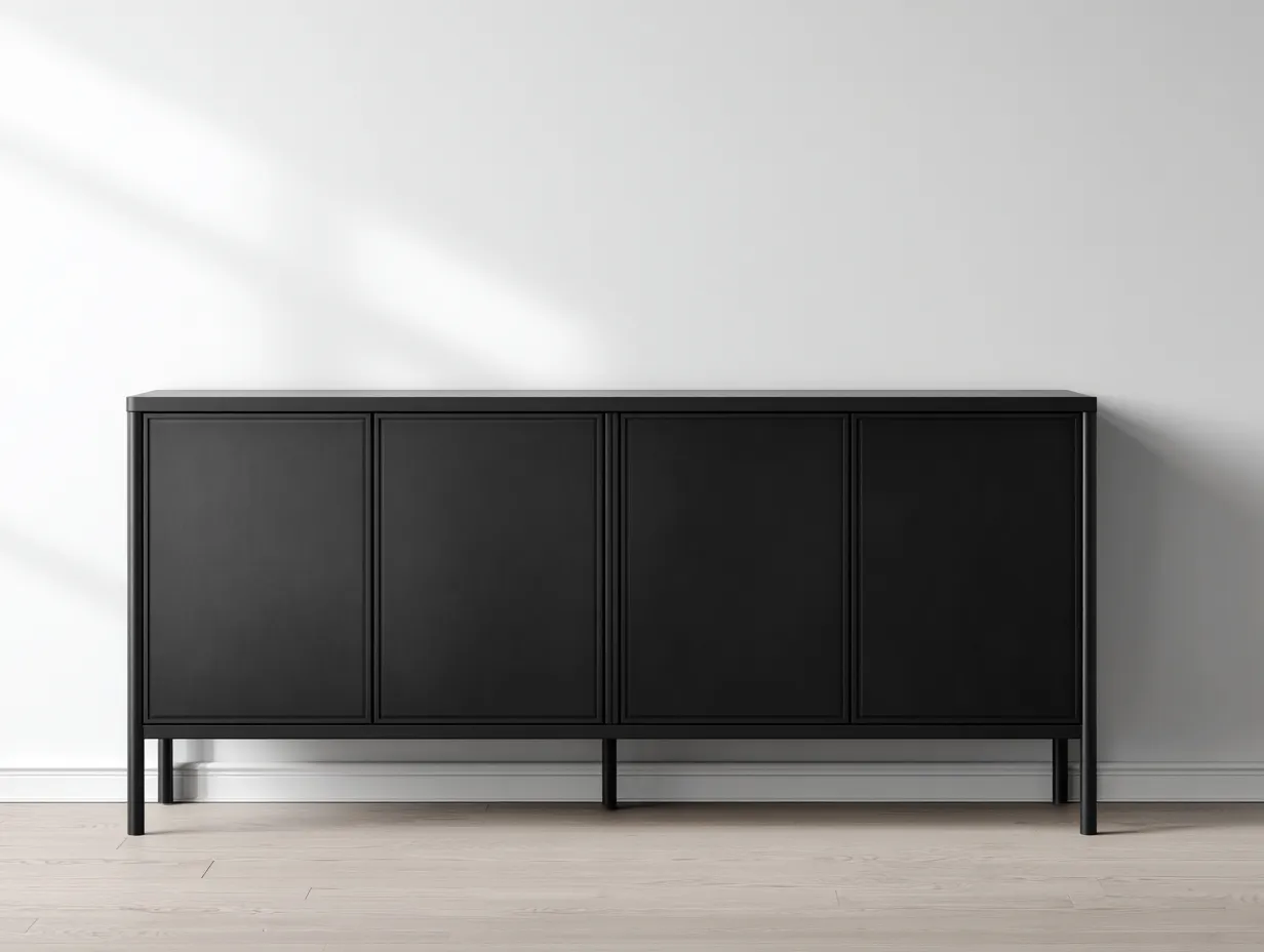 Mueble recibidor madera 200x45x80 cm - negro - con almacenamiento - diseño minimalista-Ninorohome