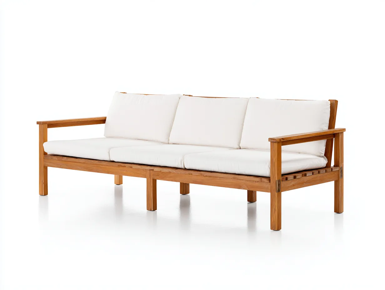 Sofás de exterior 180x70x75 cm - madera maciza con cojines de poliéster - marrón-blanco - diseño natural-Ninorohome
