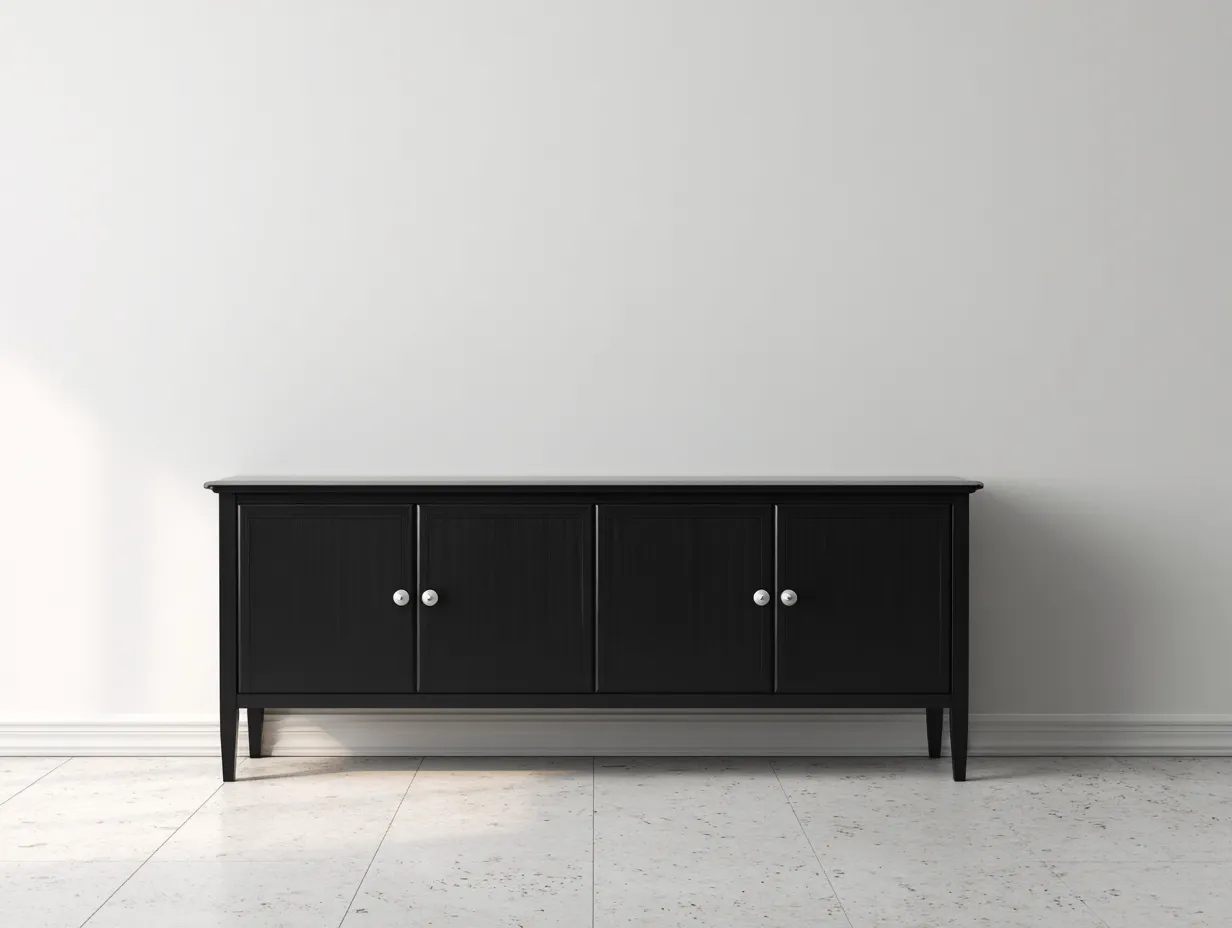 Mueble recibidor madera 180x40x75 cm - negro - 4 puertas - diseño clásico-Ninorohome
