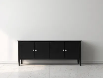 Mueble recibidor madera 180x40x75 cm - negro - 4 puertas - diseño clásico-Ninorohome