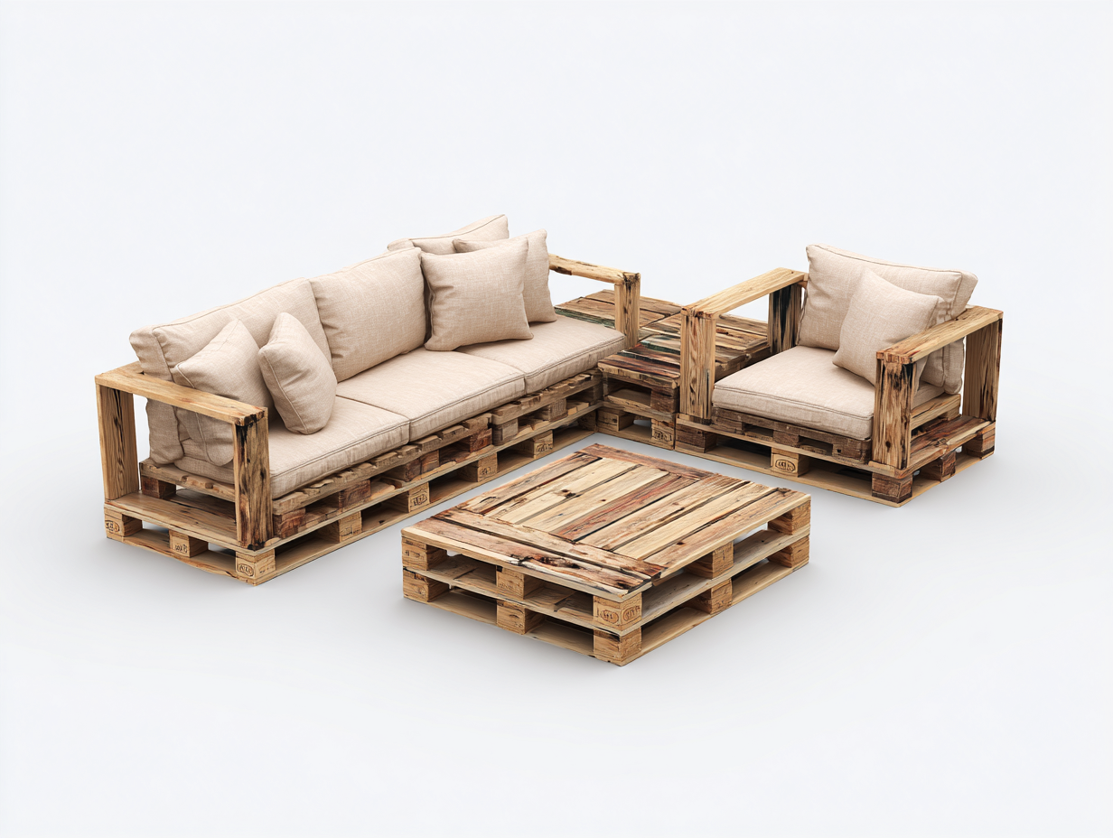Sofás de exterior madera 200x200x75 cm - beige - sofá esquinero con mesa de centro diseño rústico-Ninorohome
