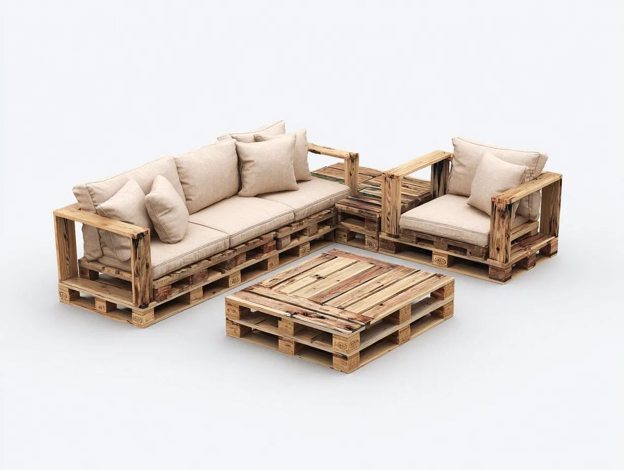 Sofás de exterior madera 200x200x75 cm - beige - sofá esquinero con mesa de centro diseño rústico-Ninorohome
