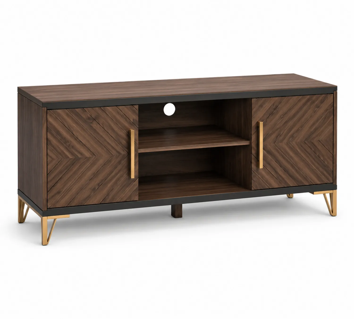 Mueble para TV de madera y metal 120x40x50 cm Marrón