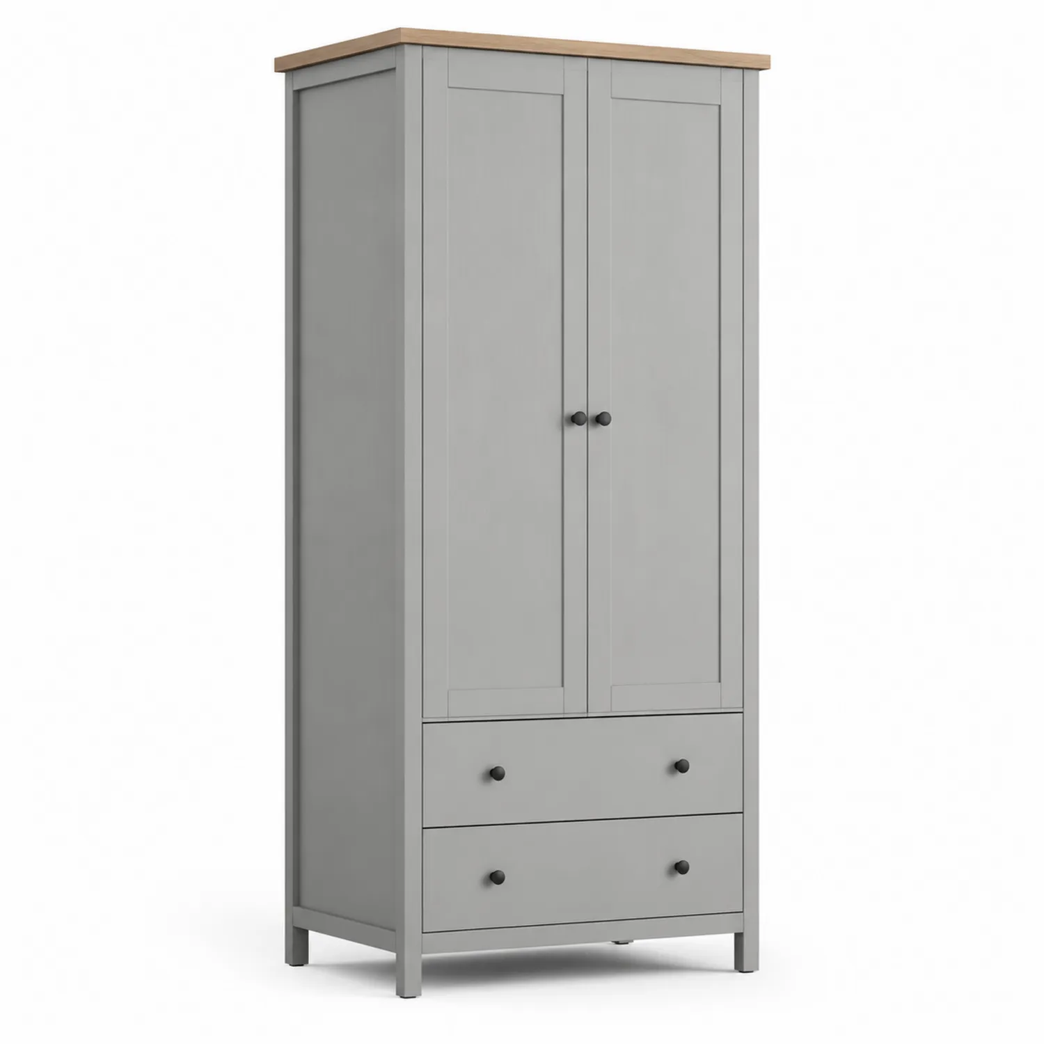 Armario Gris de Madera MDF y Roble 180x80x50 cm