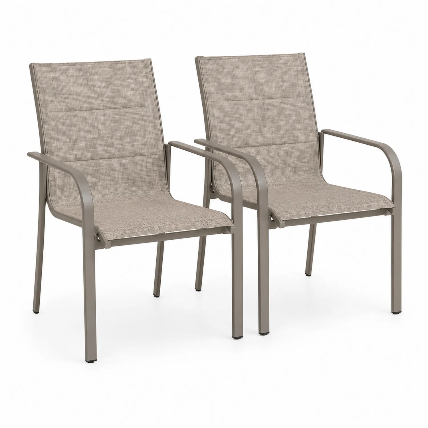Conjunto de 2 sillas de aluminio y textil beige