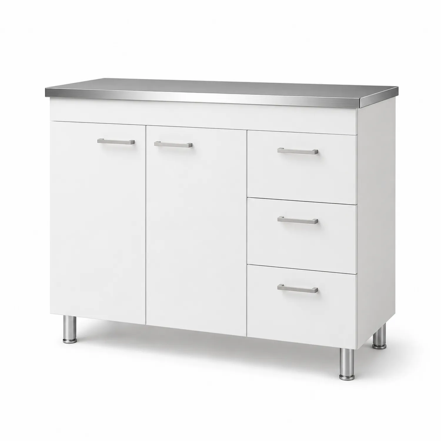 Aparador de MDF con encimera de acero inoxidable Blanco