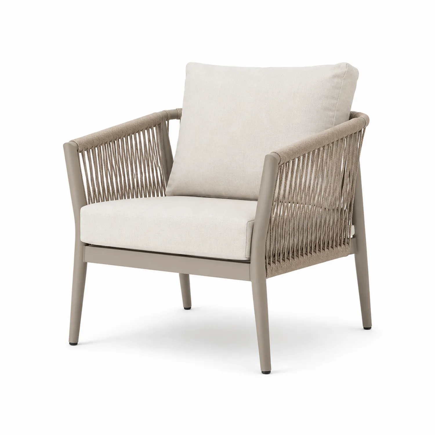 Silla de aluminio y cuerda beige 75x80x85cm