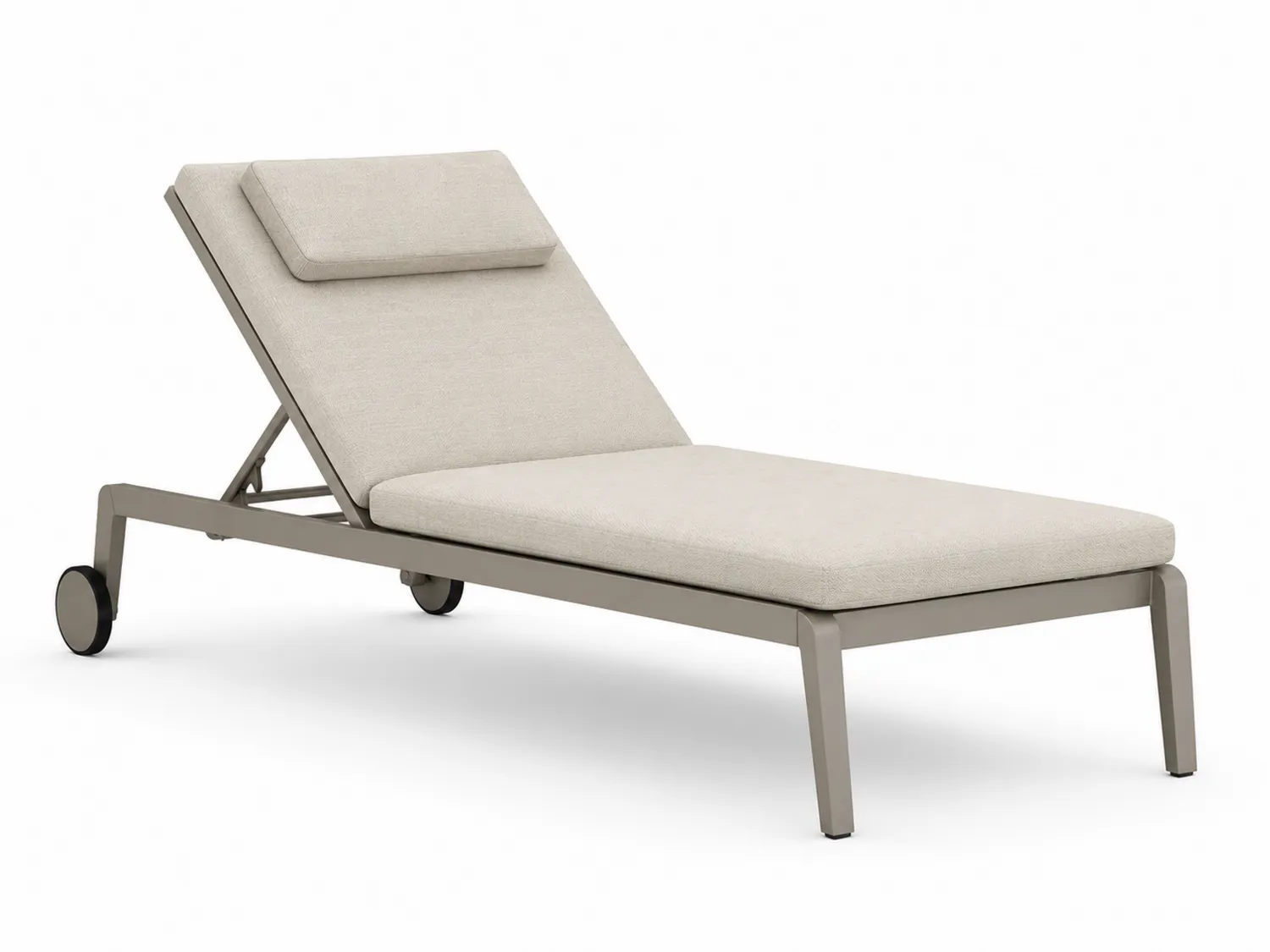 Tumbona de aluminio con cojín de tela beige