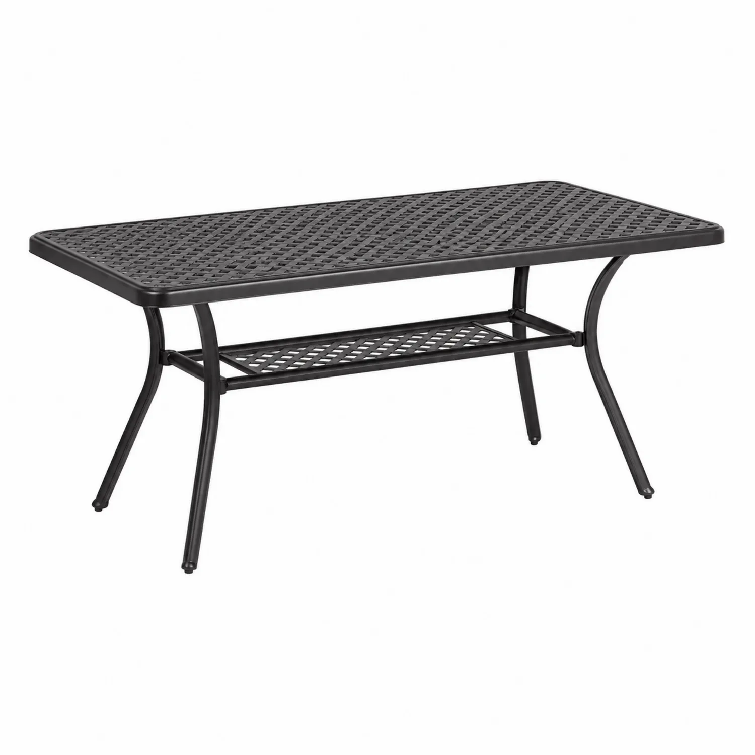 Mesa de comedor de acero negro para exteriores 150 cm