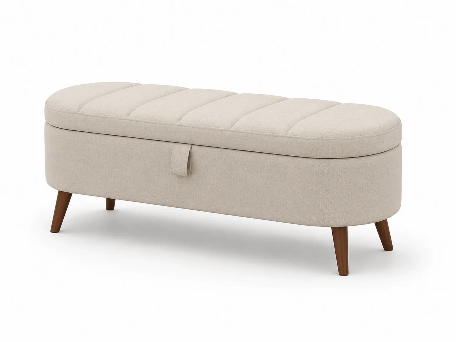 Banco tapizado con almacenaje de poliéster Beige 120 cm