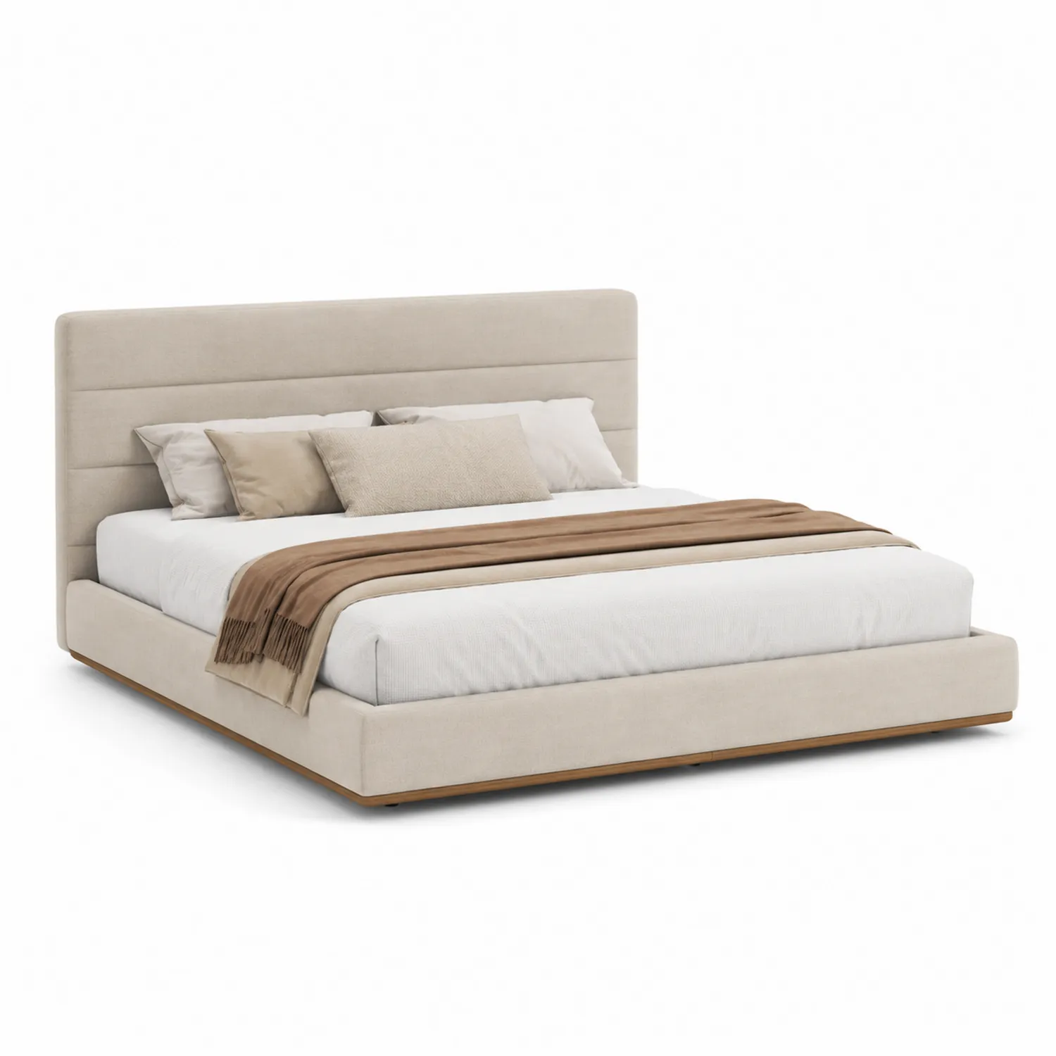 Cama de madera tapizada en poliéster con cabecero 200x160 cm
