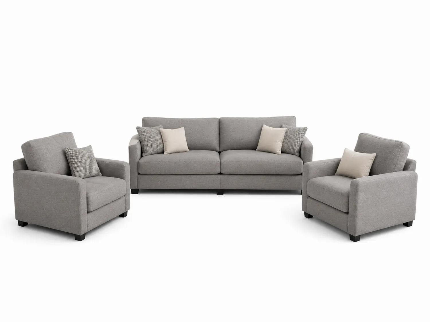 Conjunto de Sofás de Tela Gris