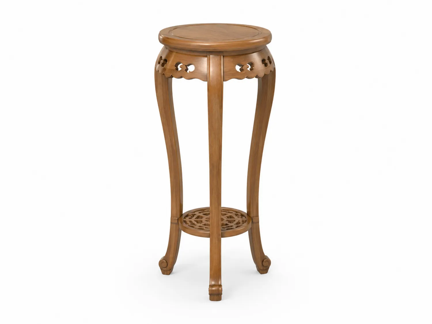 Mesa auxiliar redonda de madera de nogal 75 cm Marrón
