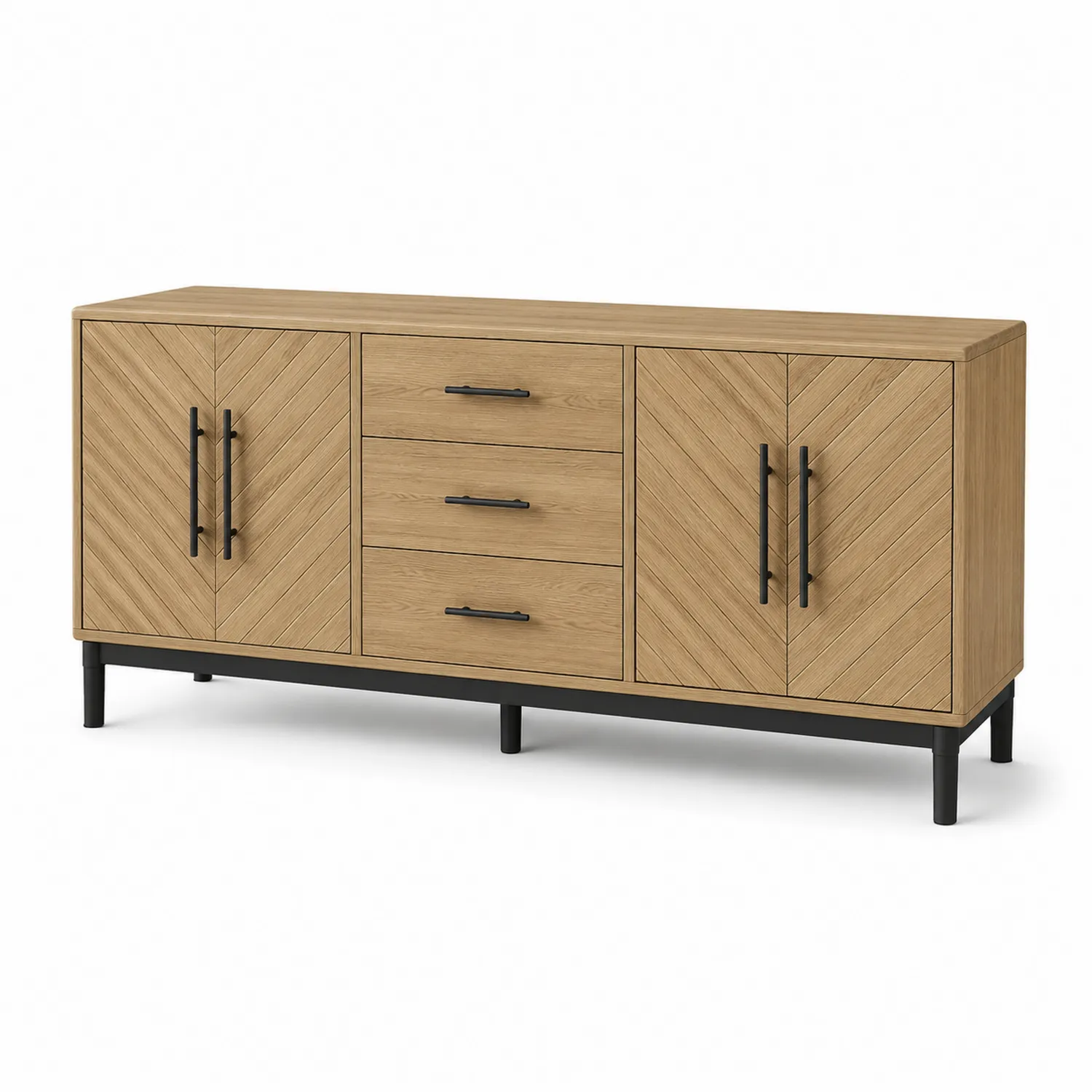 Aparador de Madera de Roble con Puertas y Cajones