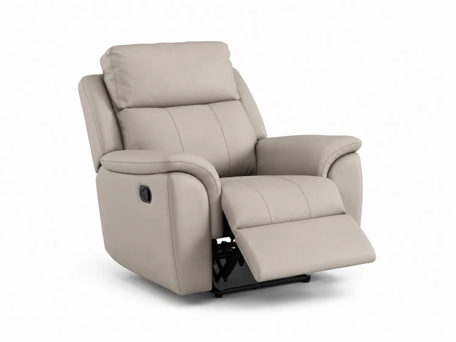 Sillón reclinable de cuero sintético beige con relleno de espuma