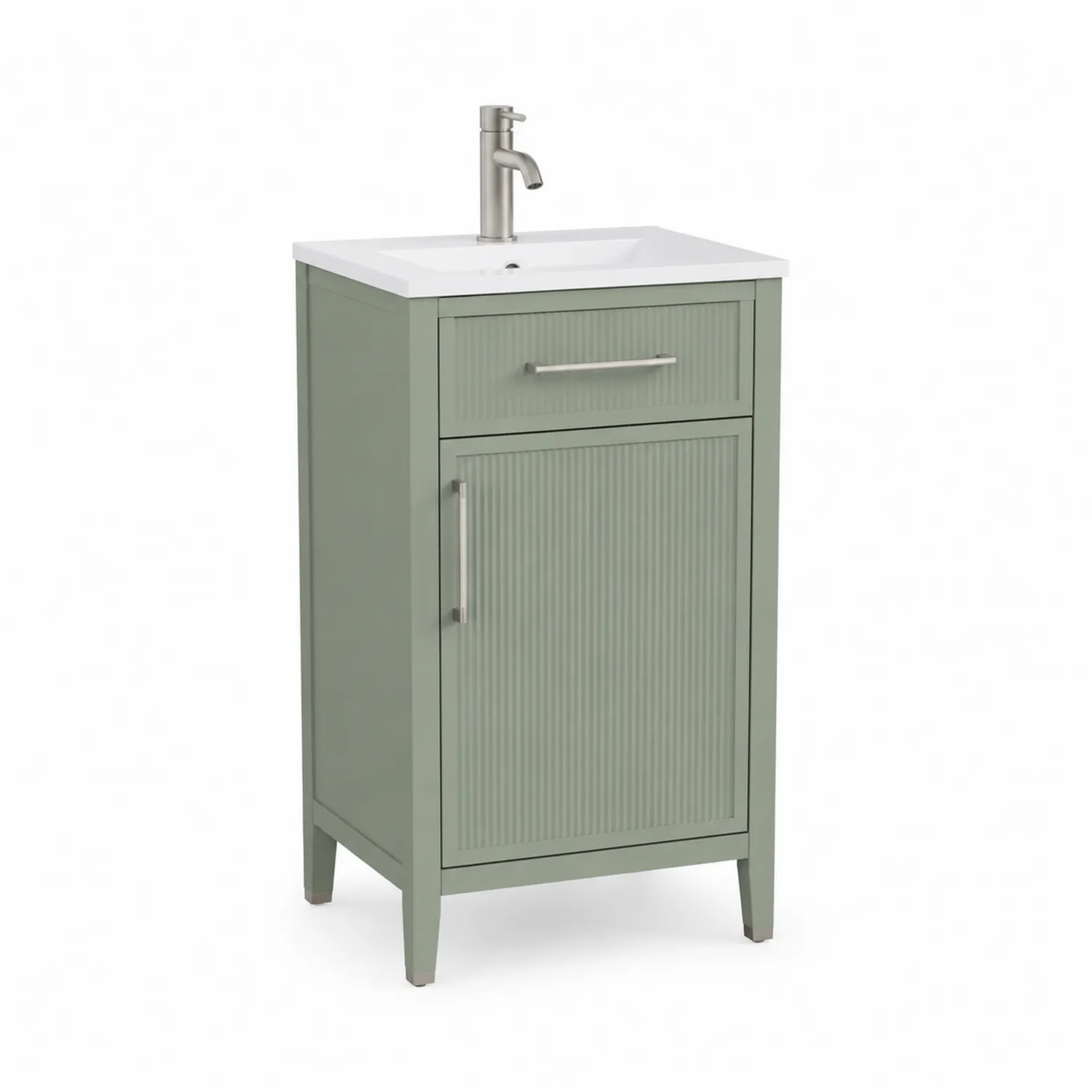 Mueble de lavabo de madera con lavabo de cerámica 45x85x40 cm Verde