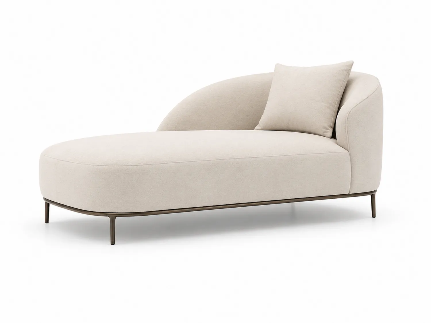 Chaise Longue de Tela de Poliéster Beige con Estructura Metálica y Cojín