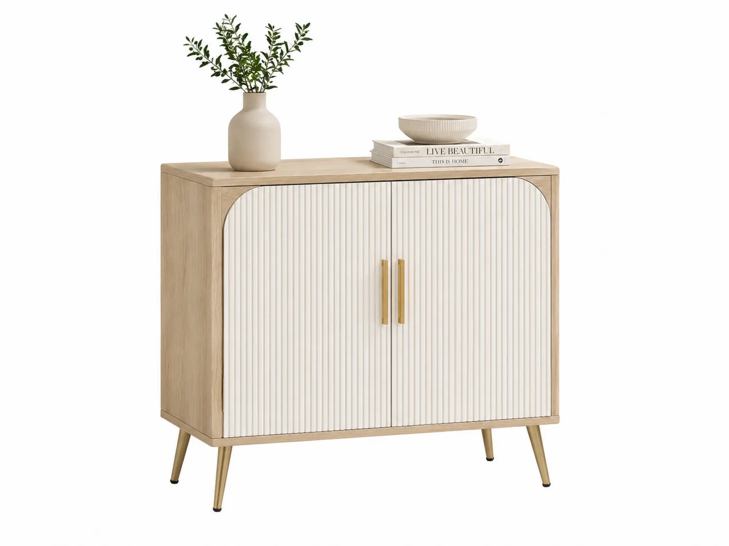 Armario de Madera y Metal con Puertas Acanaladas 80x35x100 cm