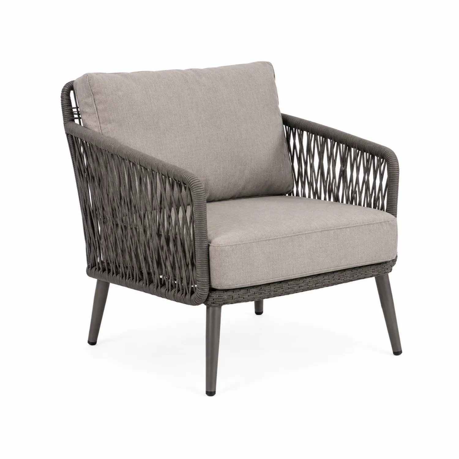 Sillón de Aluminio y Cuerda de Poliéster Gris 80x81x85 cm