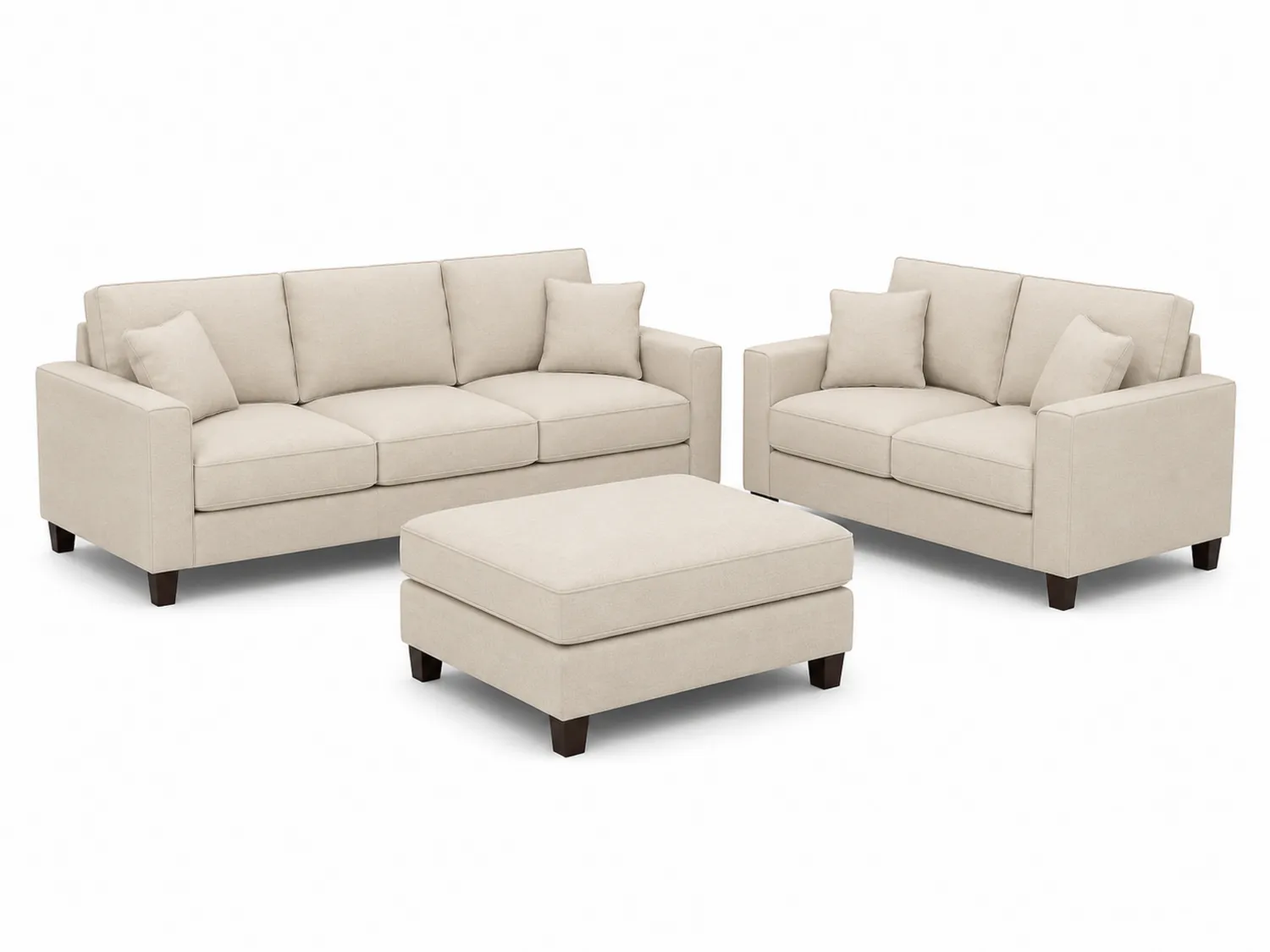 Set de sofás de tela Beige, 3 piezas