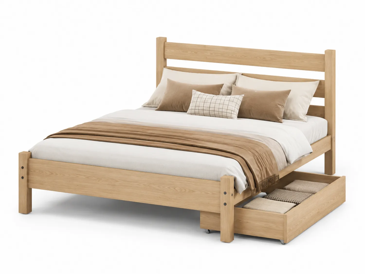 Cama de Madera con Almacenaje 200cm x 150cm Natural