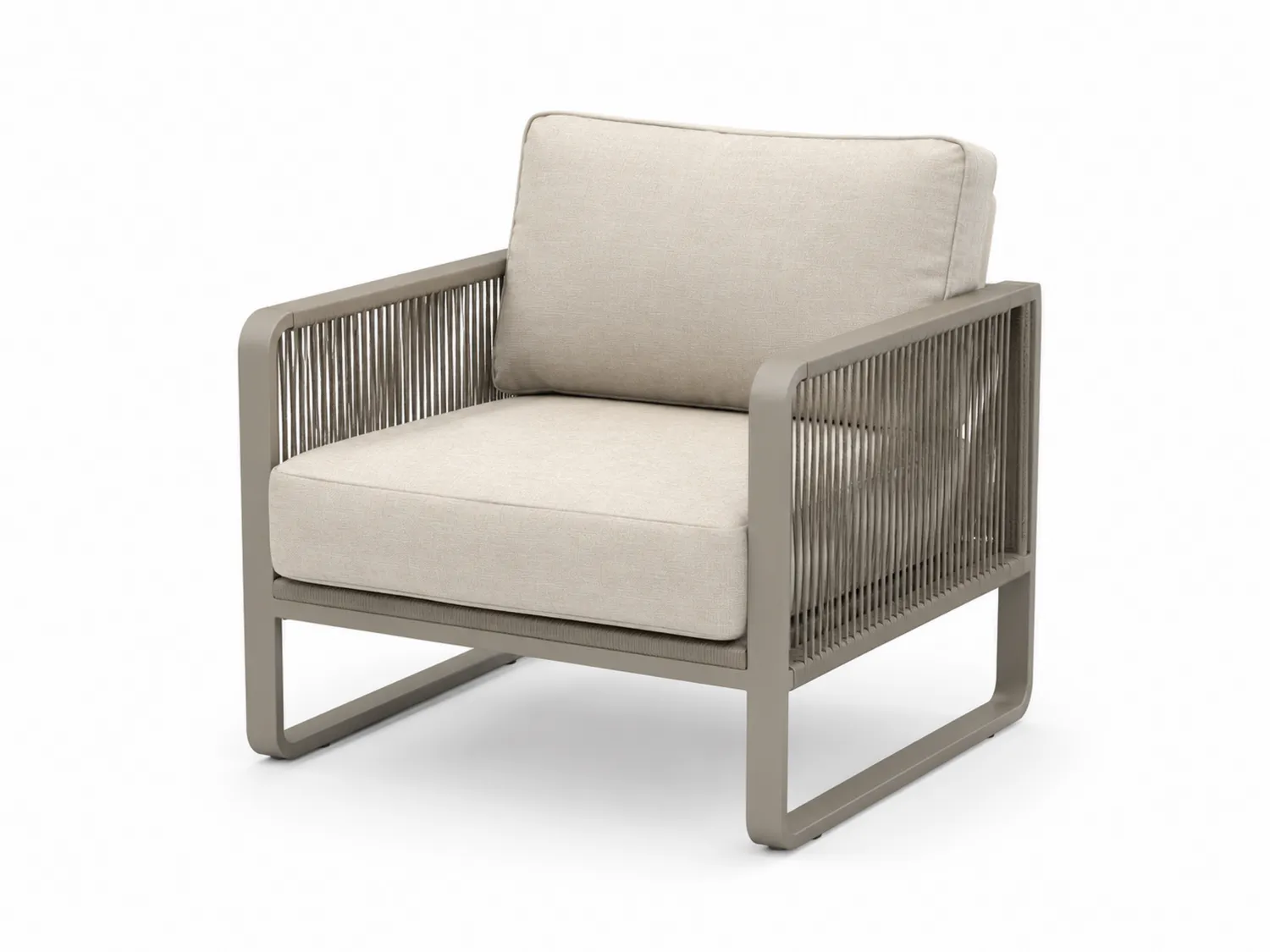 Sillón de Exterior con Estructura de Aluminio y Cojines Beige