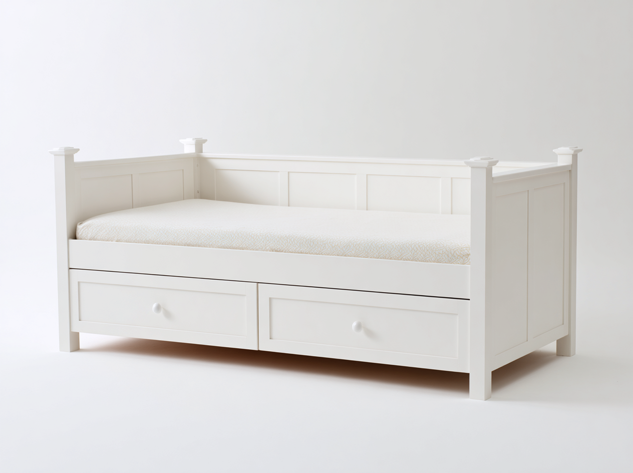 Sofás cama 200x100x85 cm madera MDF blanco con 2 cajones - diseño clásico-Soloialoft
