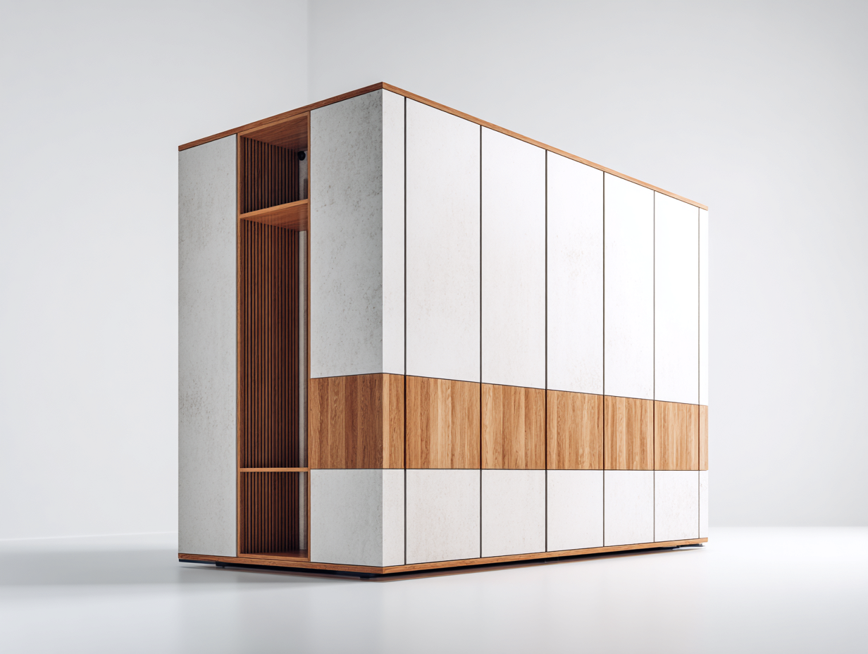 Armarios de madera MDF 200x60x180 cm - color blanco-madera - diseño moderno para dormitorio-Soloialoft