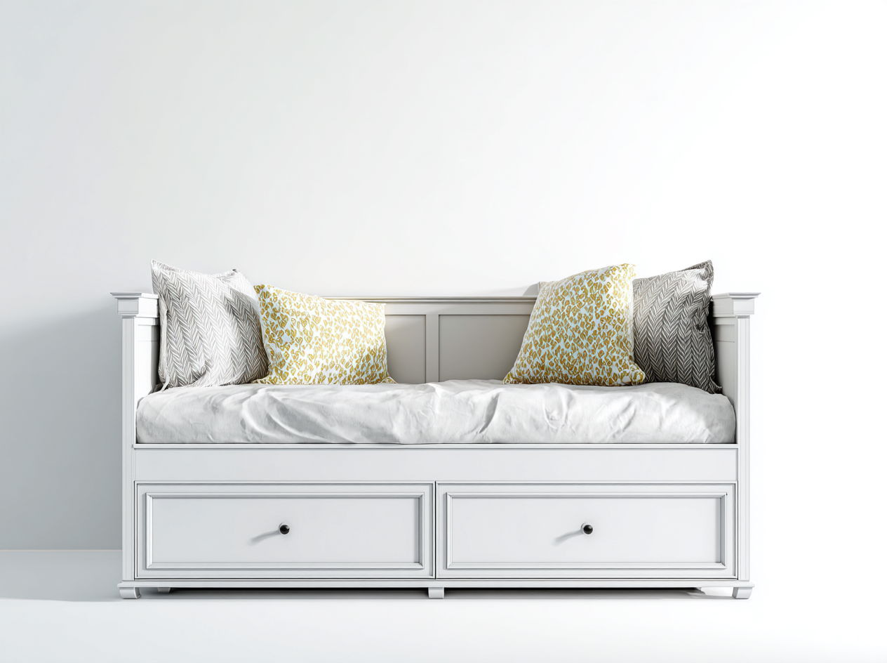 Sofás cama madera 195x85x80 cm - blanco - estilo clásico con almacenamiento-Soloialoft