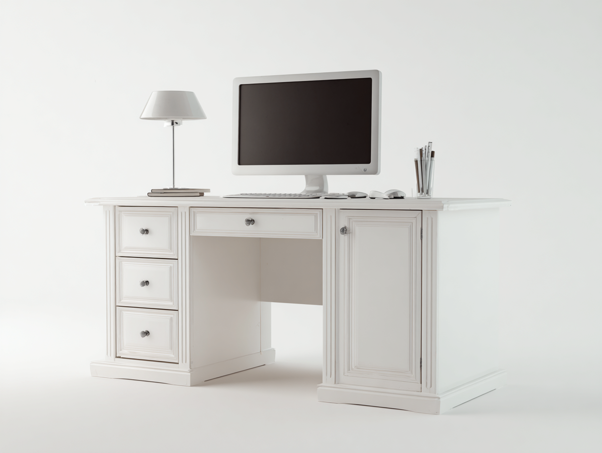 Mesas de oficina de madera MDF 140x60x75 cm - color blanco - diseño clásico para estudio-Soloialoft