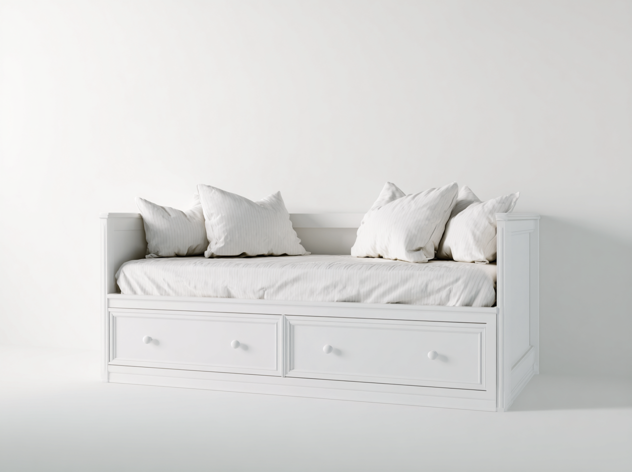 Sofás cama de madera MDF 200x90x85 cm - color blanco - diseño moderno para salón-Soloialoft
