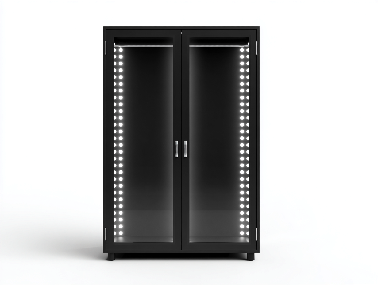 Armarios 100x50x180 cm metal y vidrio negro con 2 puertas y iluminación LED - diseño moderno-Soloialoft