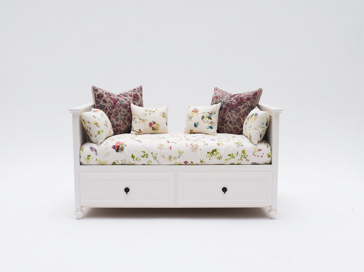 Sofás cama madera 140x80x85 cm blanco - sofá cama con 2 cajones - diseño clásico-Soloialoft