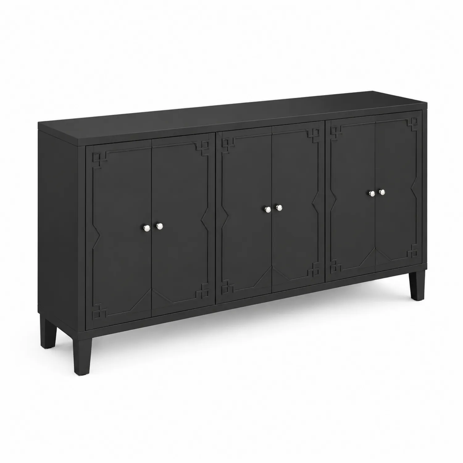 Aparador de MDF Negro con 4 Puertas 160x40x80 cm