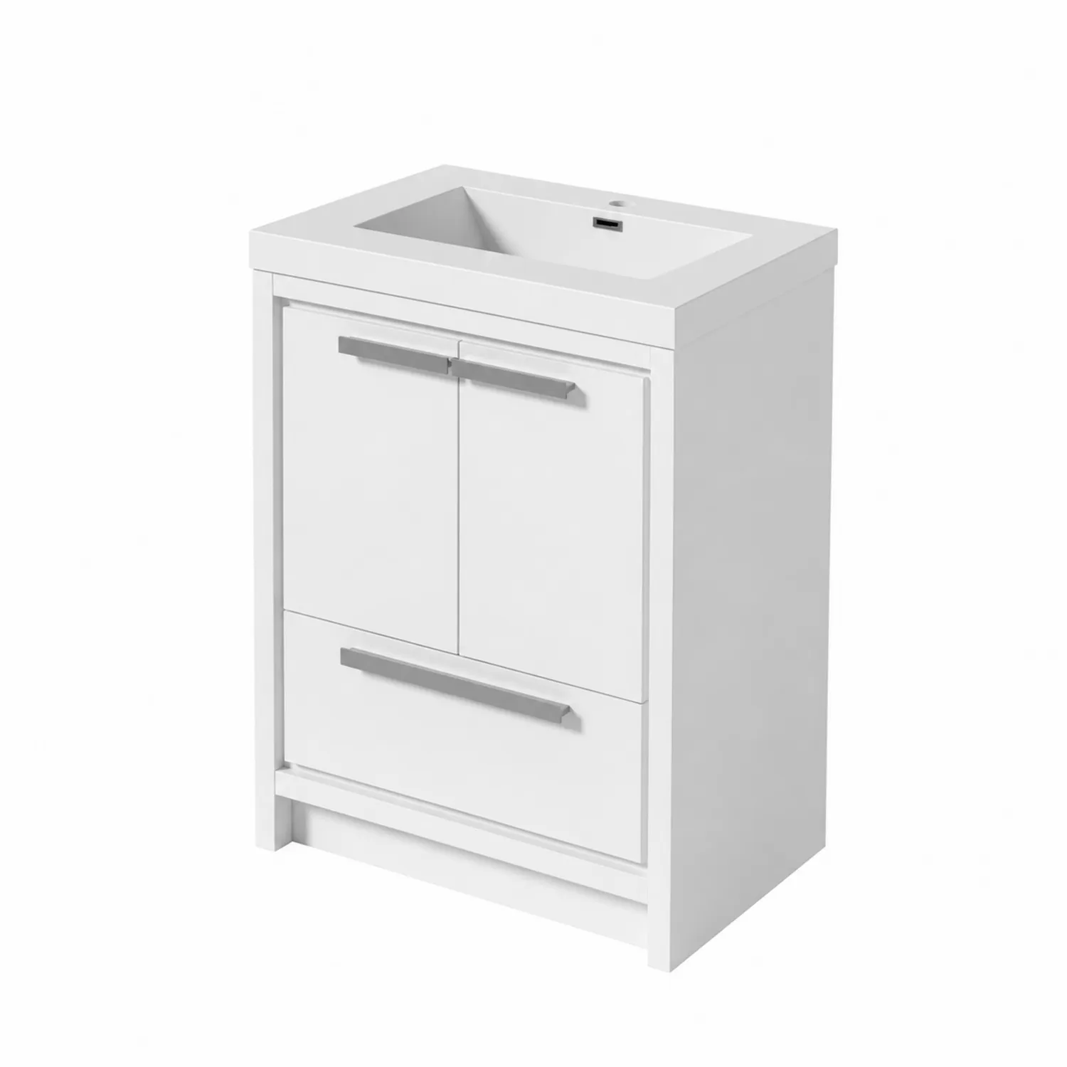 Mueble de baño MDF Blanco con Tiradores Metálicos 60x45x85 cm