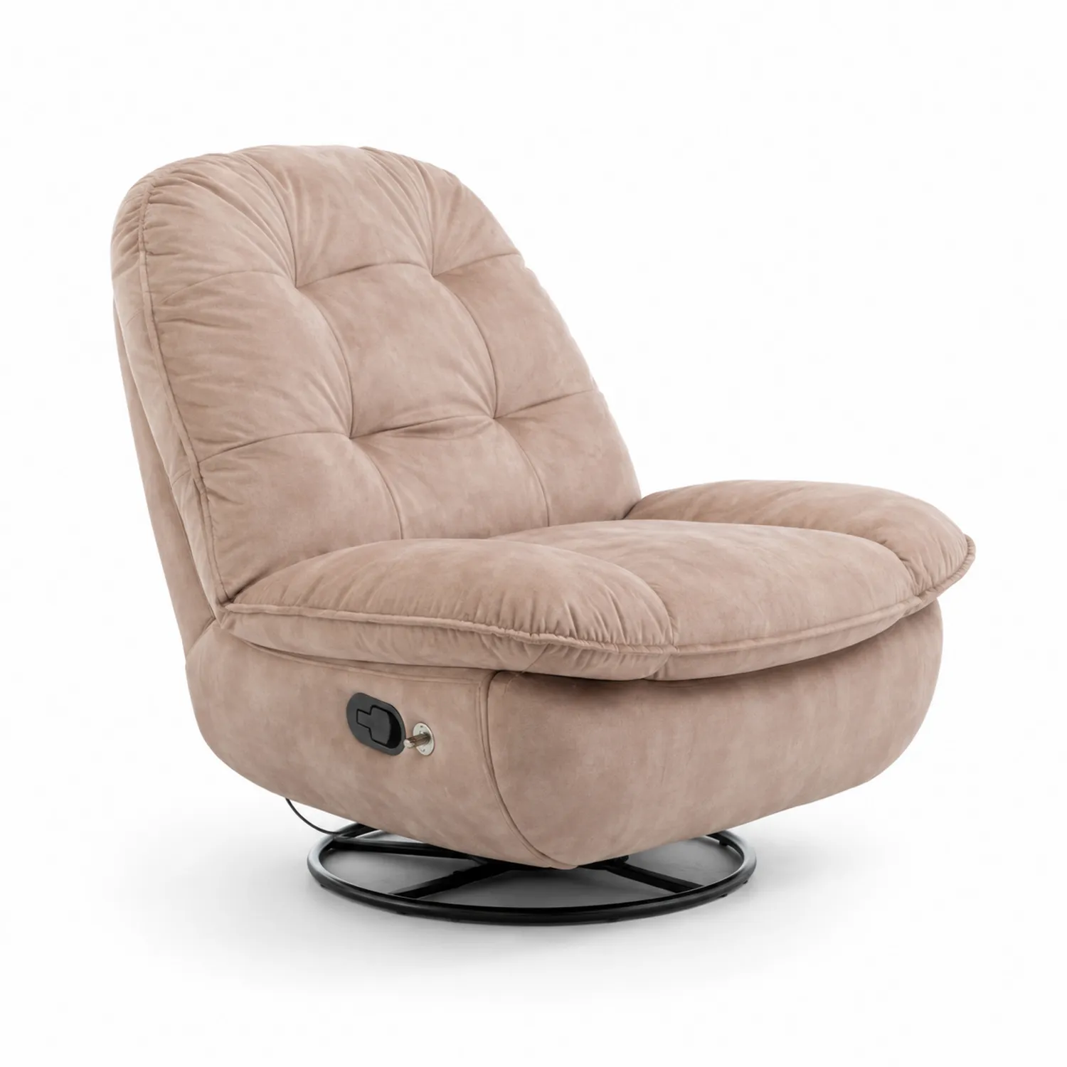 Silla reclinable giratoria de microfibra beige