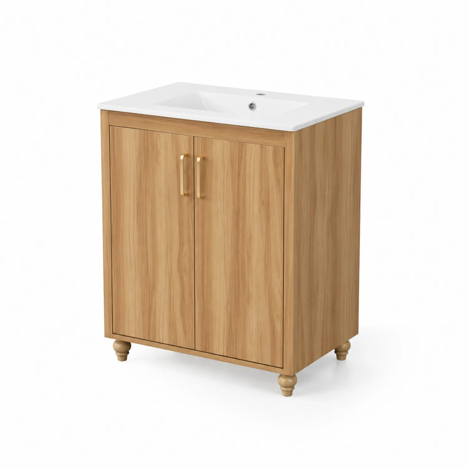 Mueble de baño de madera con lavabo de cerámica 80x45x85 cm