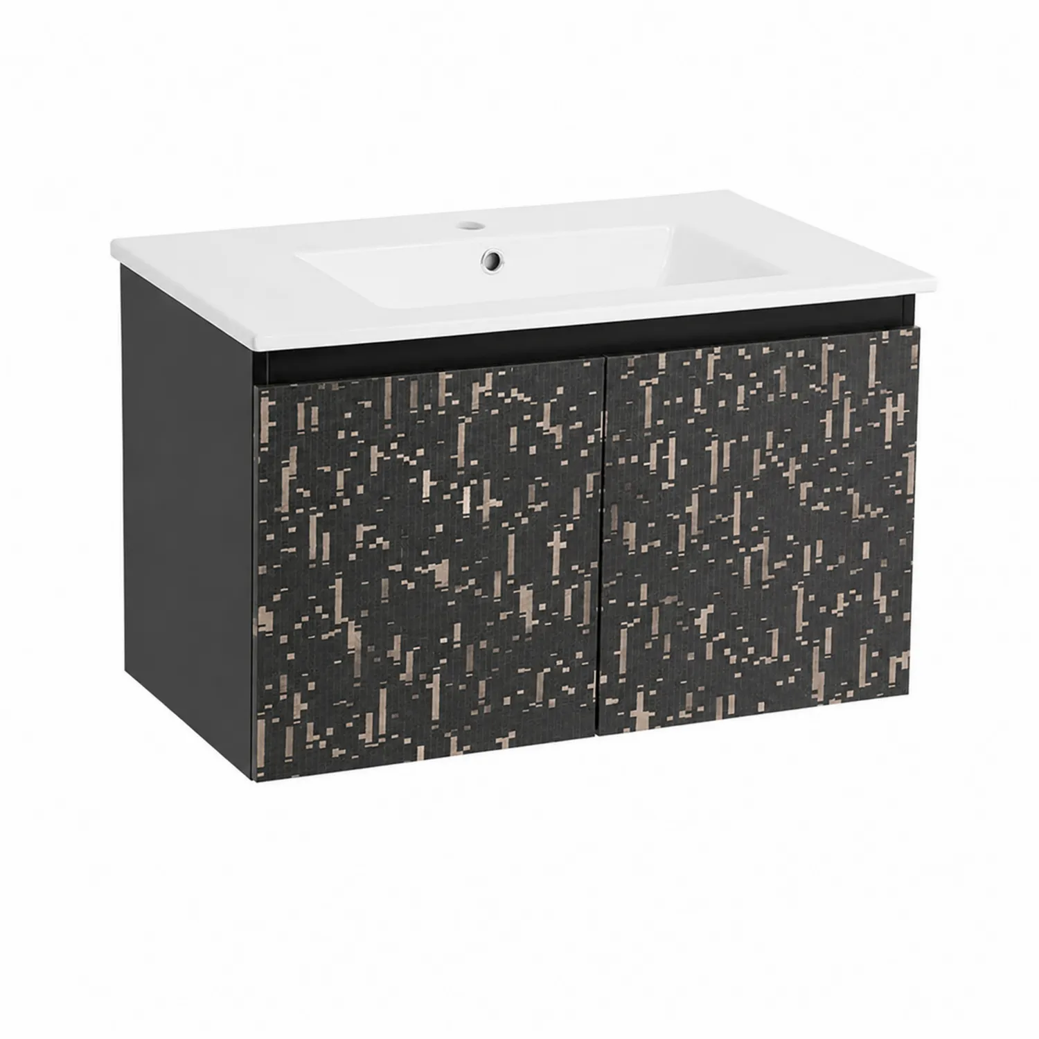 Mueble de lavabo de MDF con lavabo de cerámica Negro/Blanco