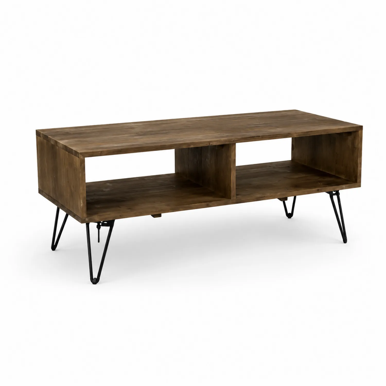Mesa de centro de madera de acacia y acero 110x50x40 cm Marrón