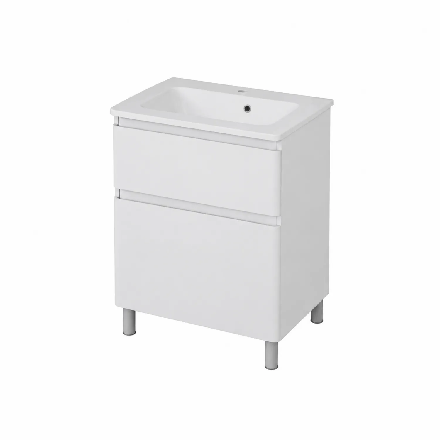 Lavabo con mueble de MDF y cerámica 60x45x80 cm Blanco