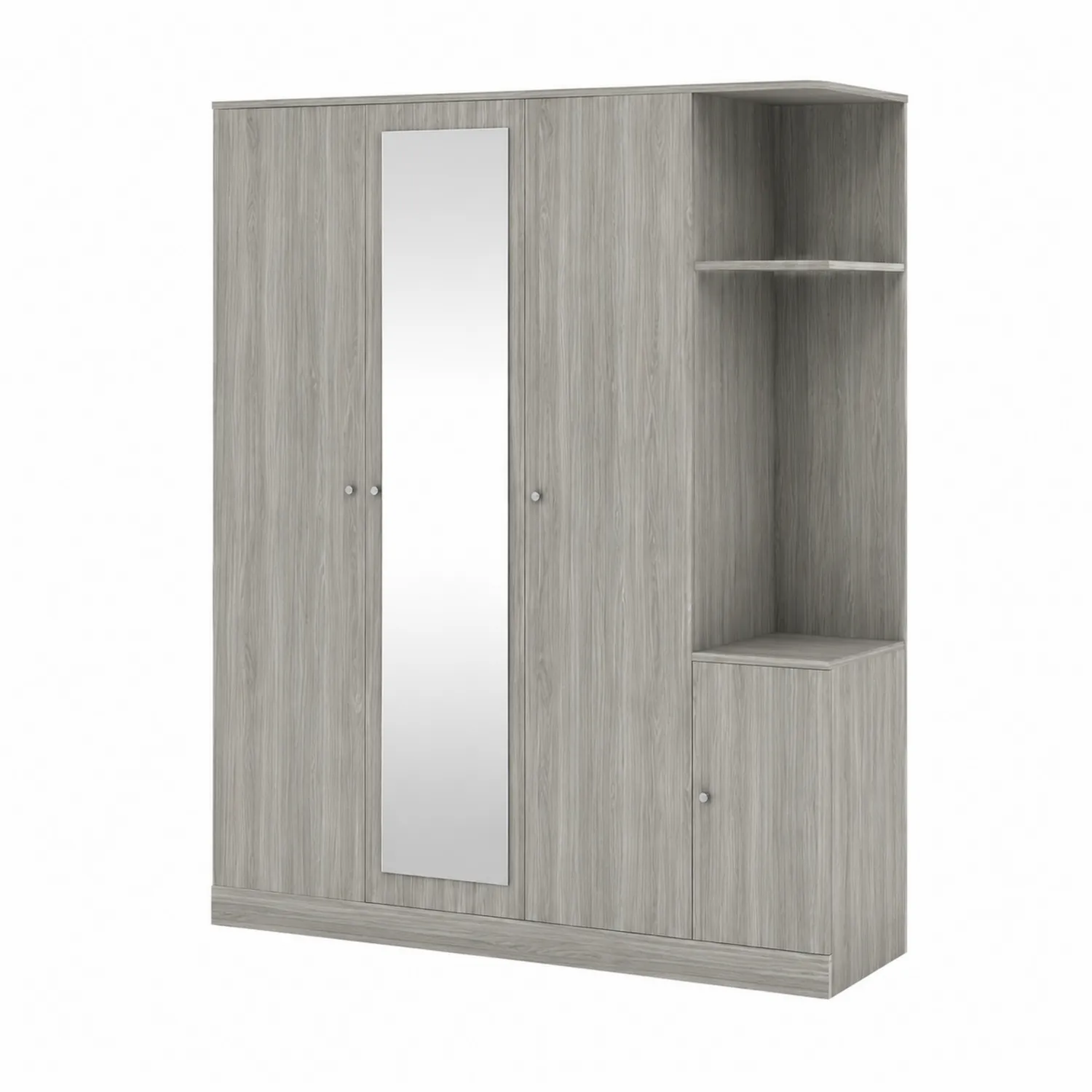 Armario de Madera con Espejo y Estantes Gris