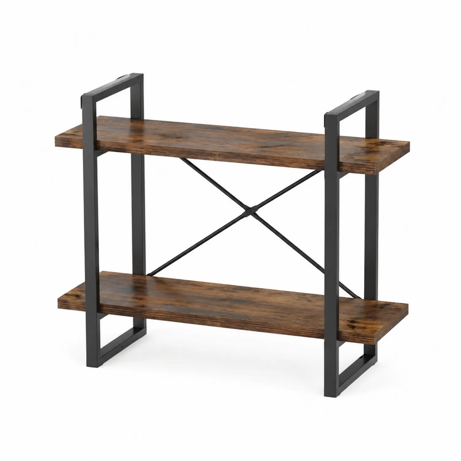 Estantería de Madera y Acero con 2 Estantes 80x30x75cm Marrón/Negro