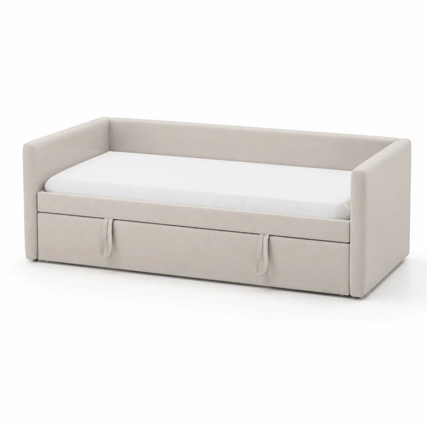 Cama de día tapizada Beige con Cajón de Almacenamiento