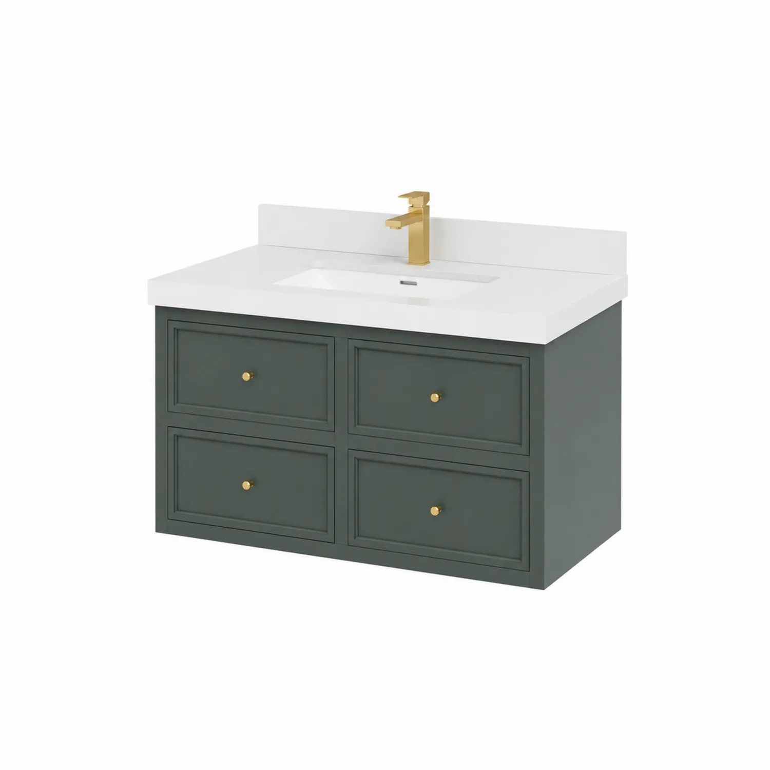 Mueble de lavabo de MDF con encimera de resina 80x50x55 cm Verde