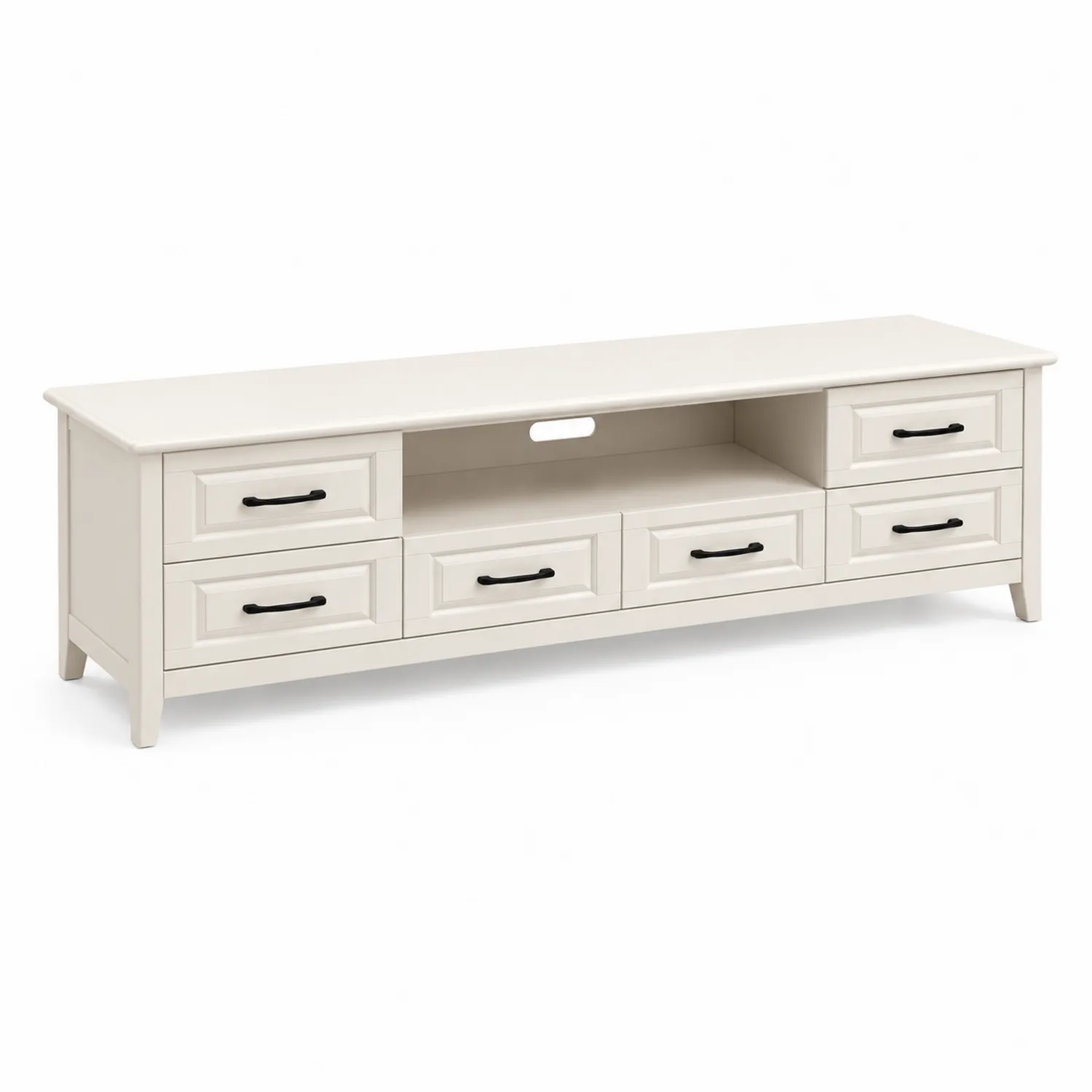 Mueble de TV de madera con cajones, Blanco