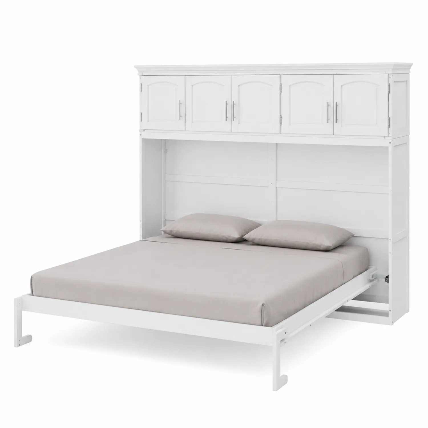 Cama abatible de madera con almacenamiento superior y colchón