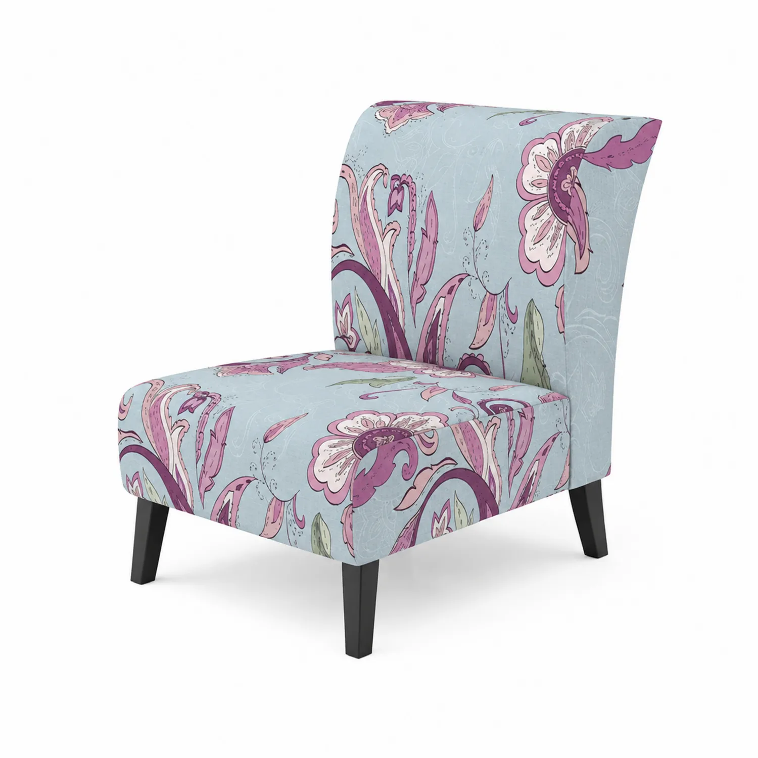 Silla de Tela Poliéster Estampada Floral Azul y Rosa