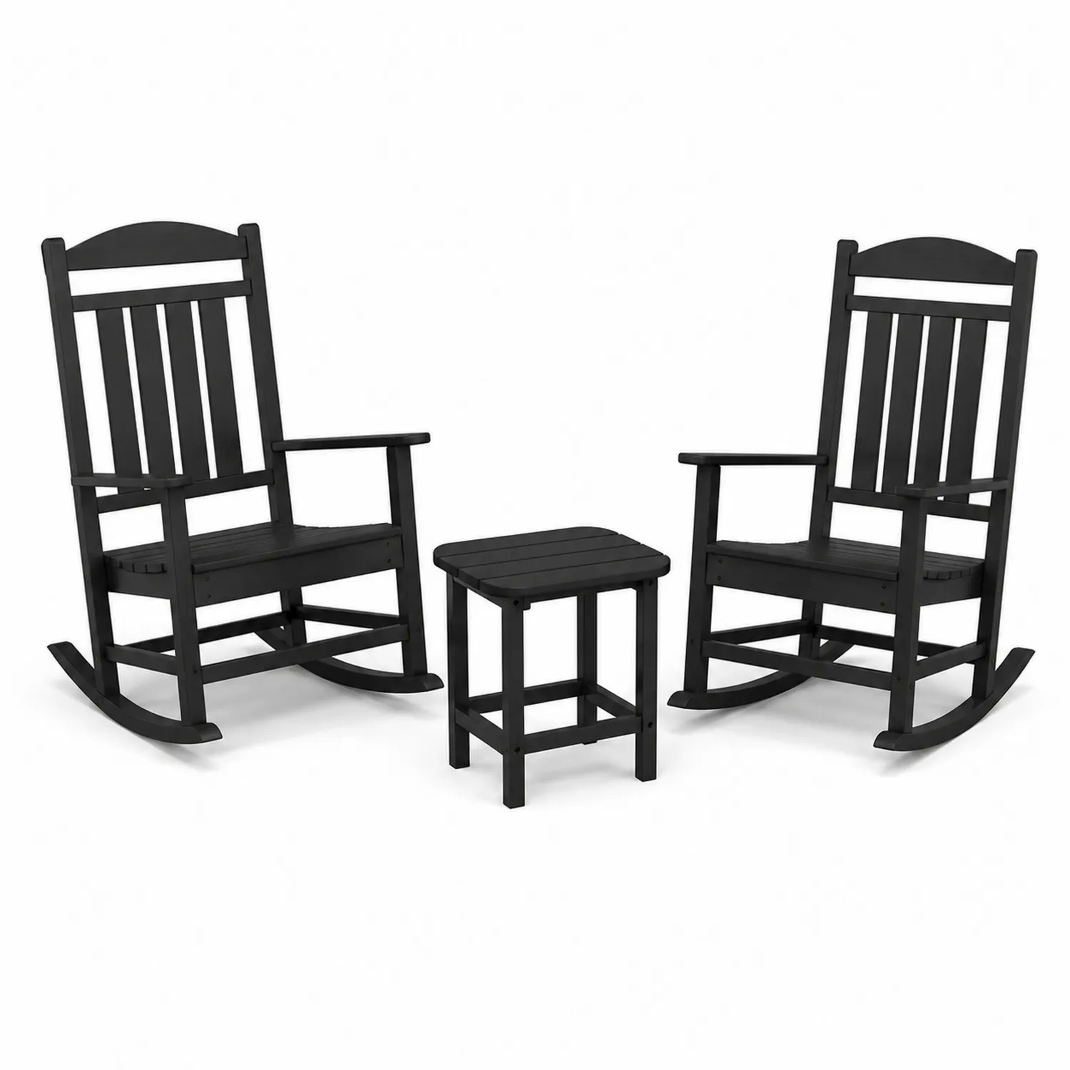 Juego de Mecedoras y Mesa de Plástico Negro