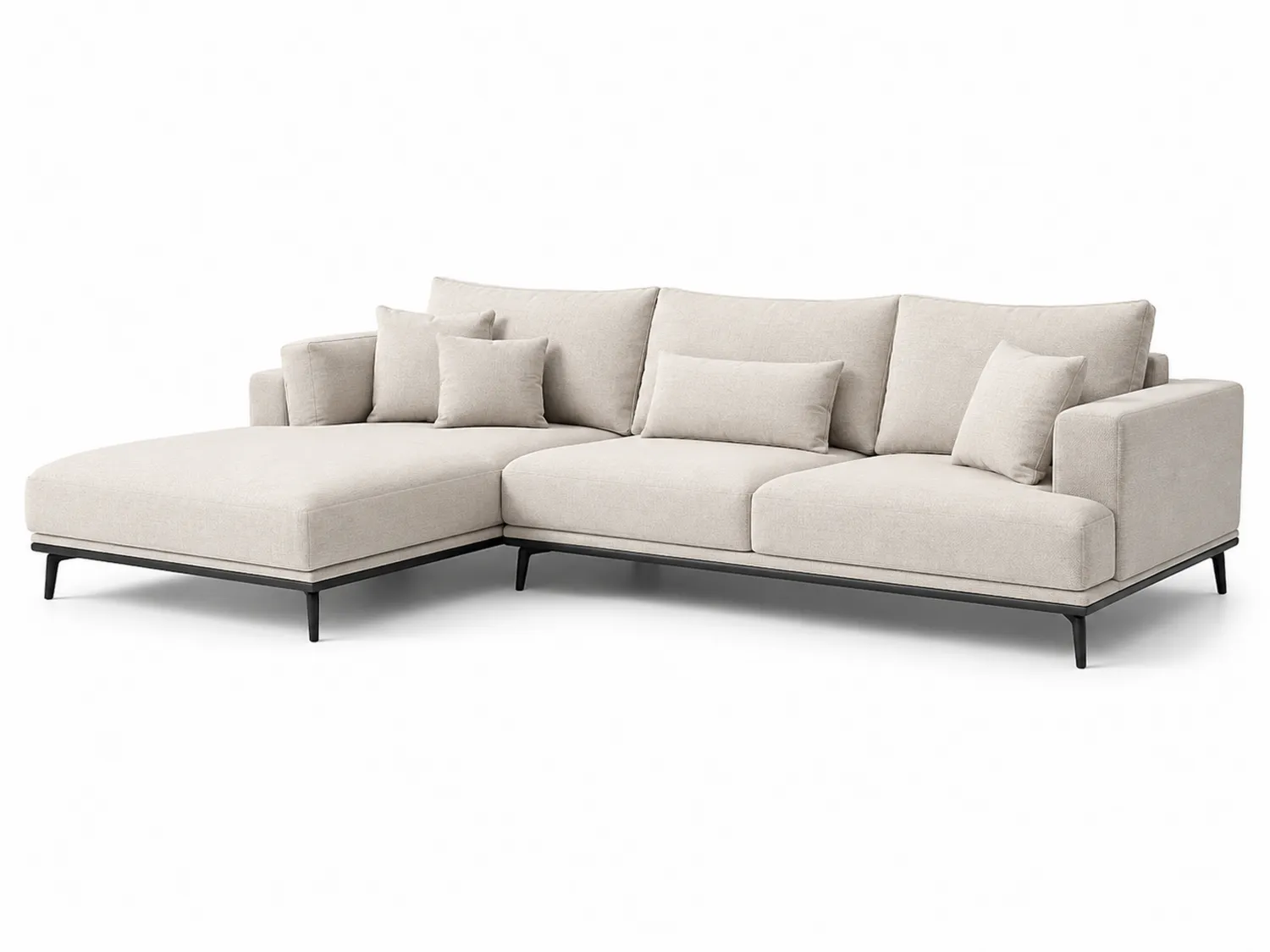 Sofá modular en L de poliéster beige con chaise longue de 300 cm-eltidorin
