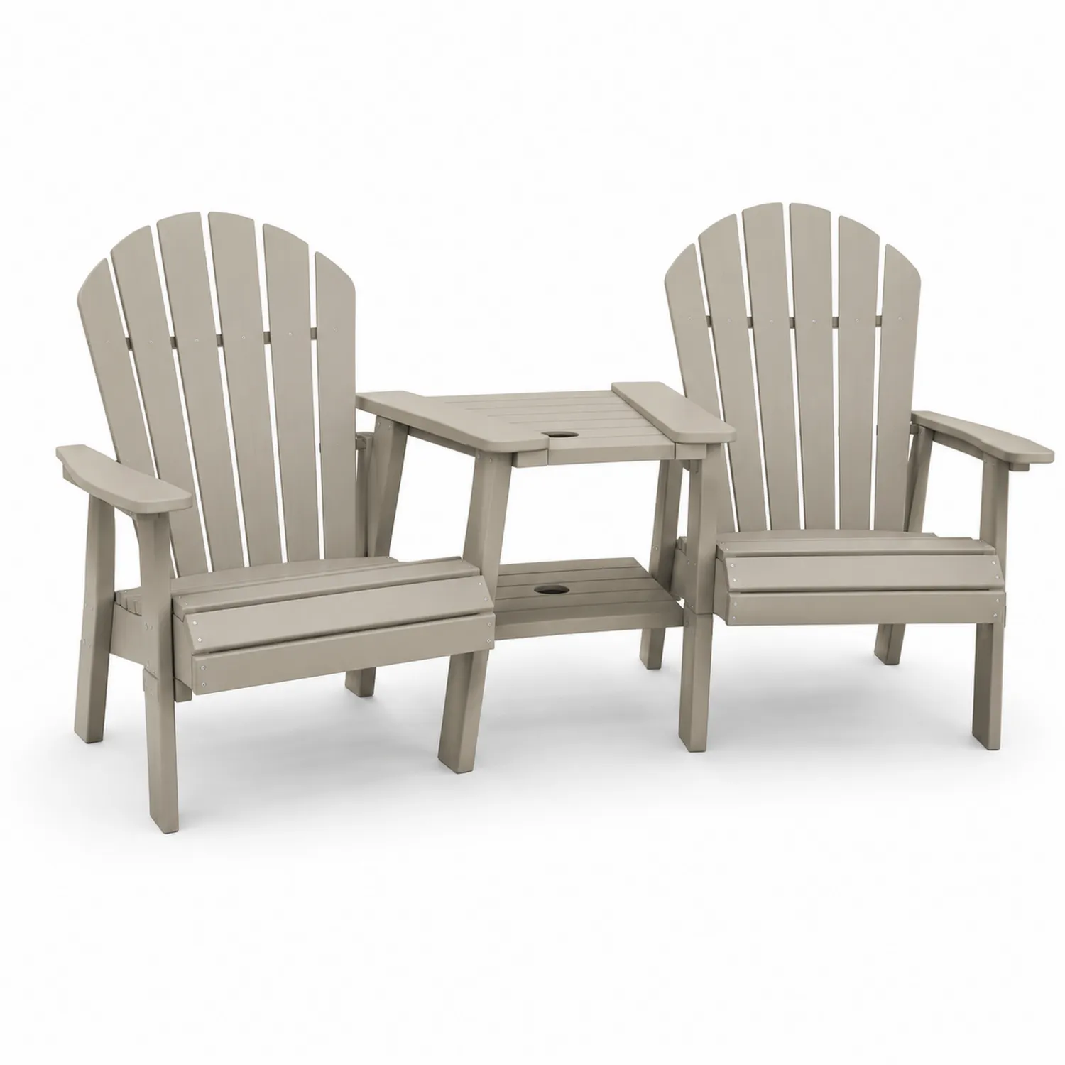Conjunto de Sillas Adirondack con Mesa Central de Madera Compuesta Gris-eltidorin